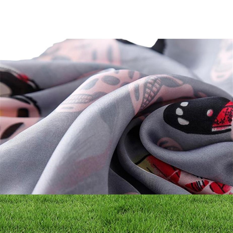 luxury Scarf Classical Skull Pattern Scarf 110g Oversized 18090CM New Silk Satin Women Bandanas Girls Beach Sunblock Scarves A187904692256D