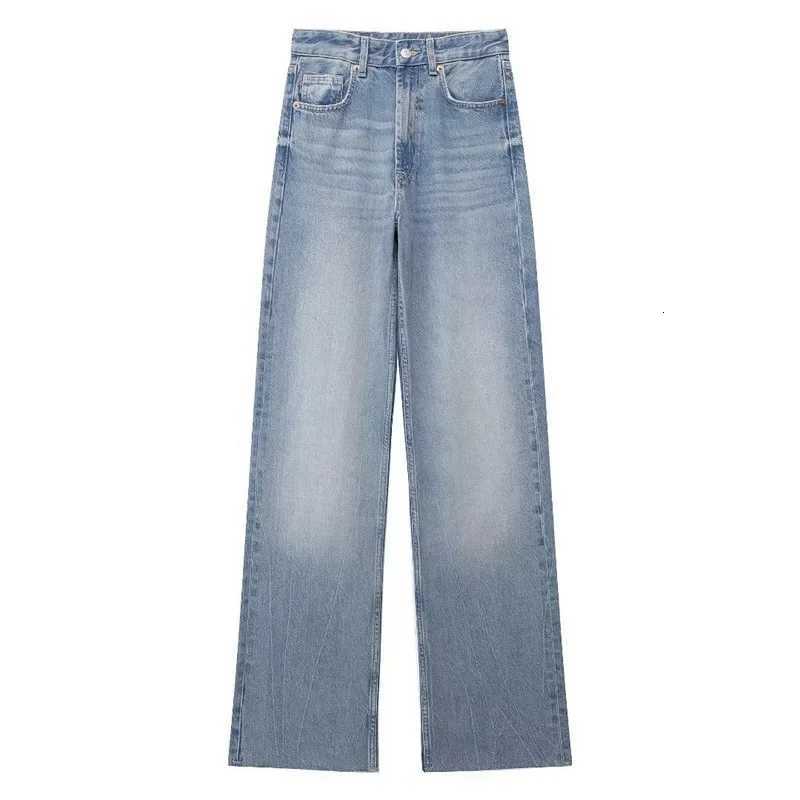 High Waist Wide Leg Jeans Fashionable Versatile Classic High Waist Denim Pants for Women with Worn Decoration Origin ChinaT251013