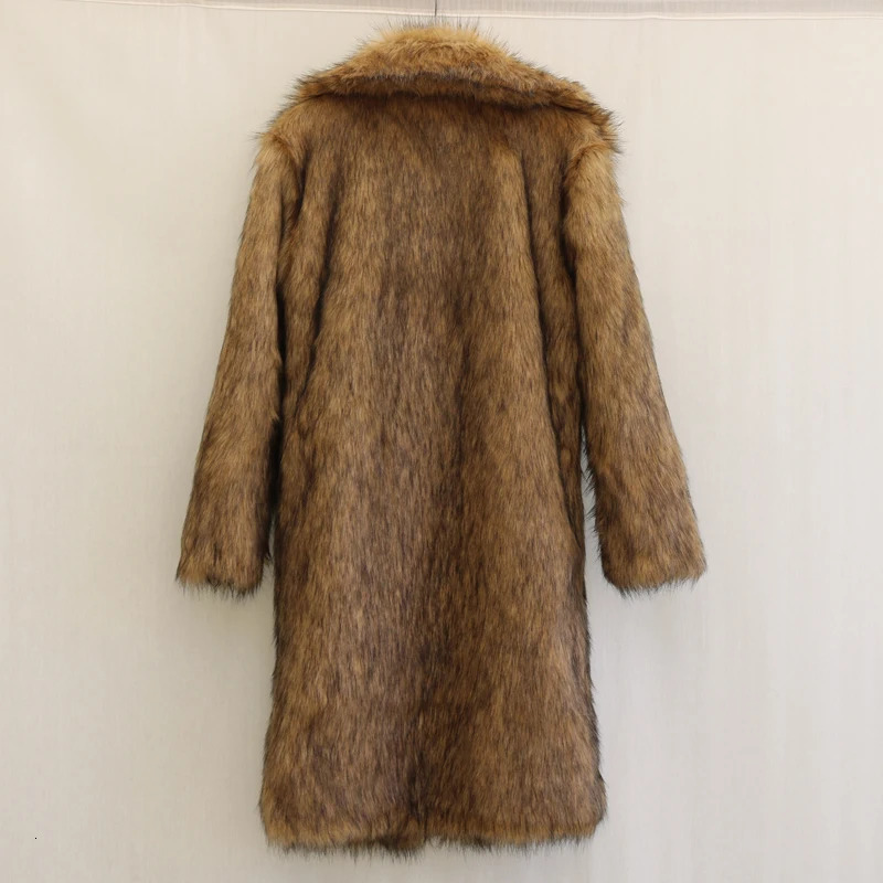Mens fur coat casual fox fur long coat winter warm large size 251013
