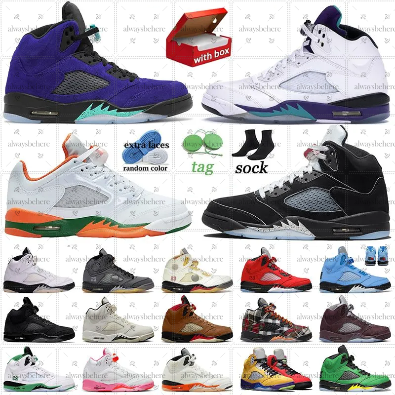 With Box jumper 5 5s OG Sneakers Basketball Shoes Designer Shoes Metallic Reimagined Miami Hurricanes Grape Alternate UNC Sky Blue Mens Women Outdoor Shoe Trainers