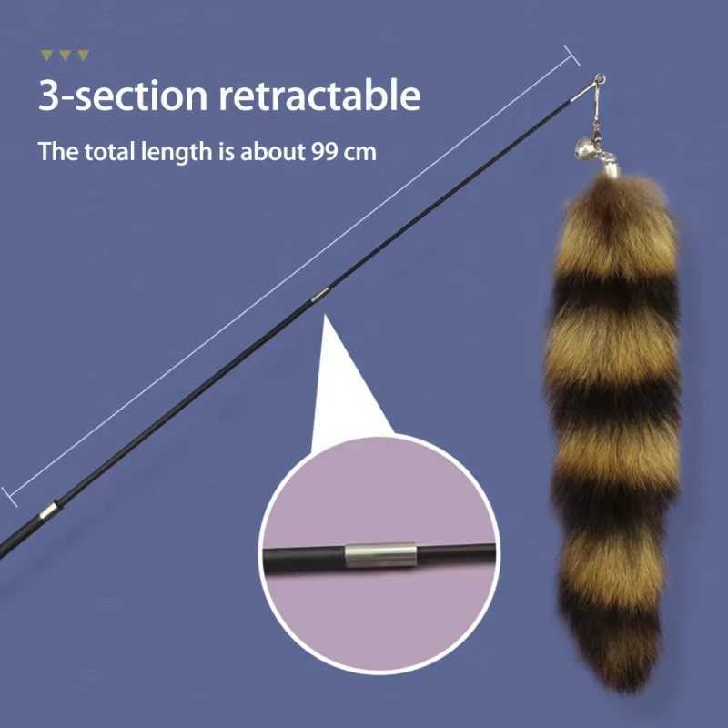 Pet Fun Teasing Cat Stick Cat Stick Fox Fur Toy Chasing Playing Gift Good Toughness Feather Stick Cat Toy C251013