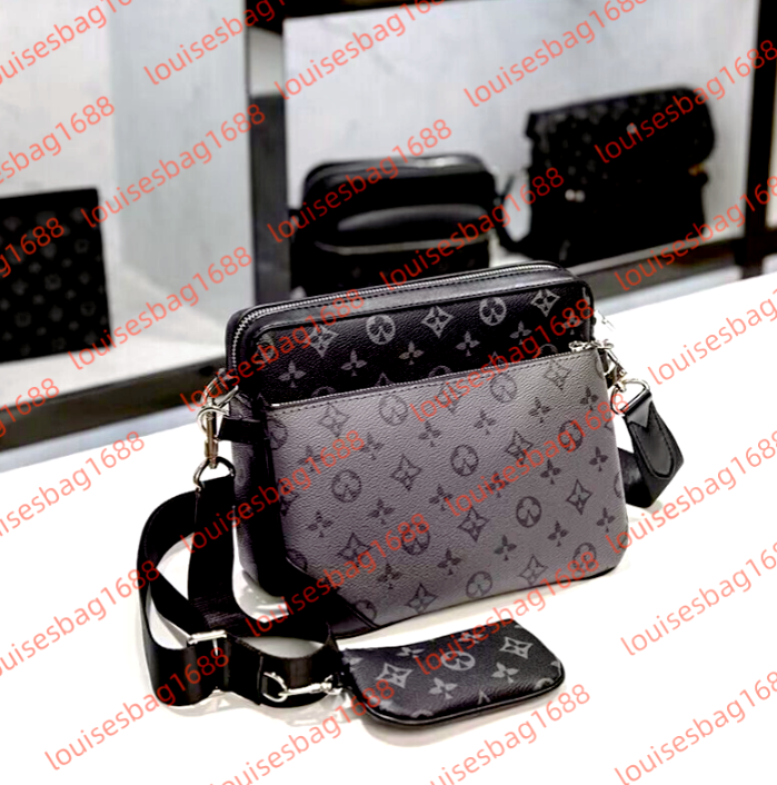 High Quality Designer bags mens womens POCHETTE TRIO Cross Body Wallets Leather tote bag Patchwork handbag shoulder bags Totes Purse Crossbody Bag with dust bag A169