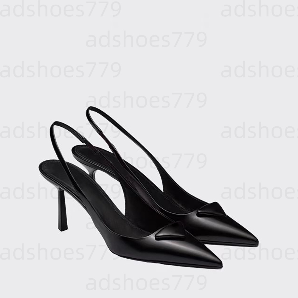 Fashion Pointed toe Slingback sandals dress shoes 7cm High Heels Women gladiator Pumps Luxury Brand Inverted Triangle designer Sandal Factory footwear