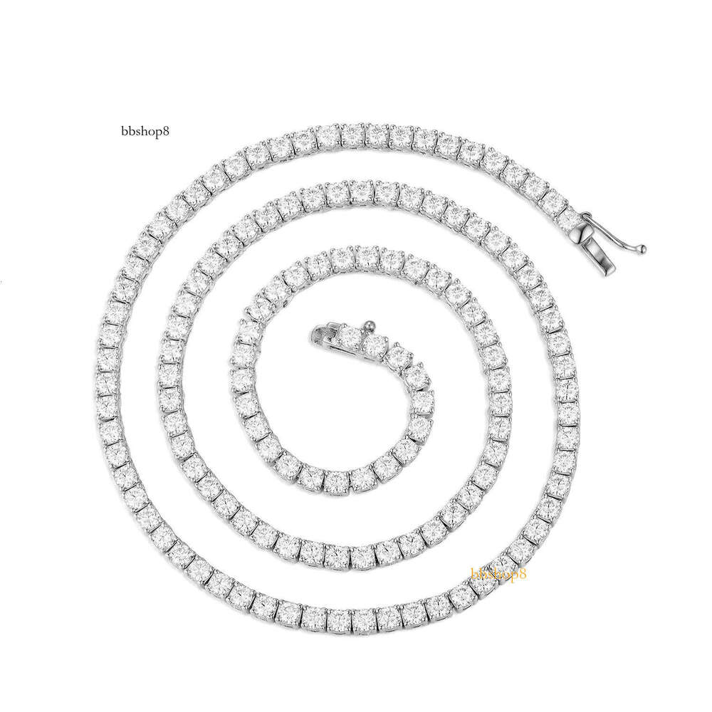 Hip Hop Boutique Jewelry Sterling Sier 2mm 3mm 4mm 5mm 6.5mm VVS Silicon Stone Tennis Chain Men and Women Necklace