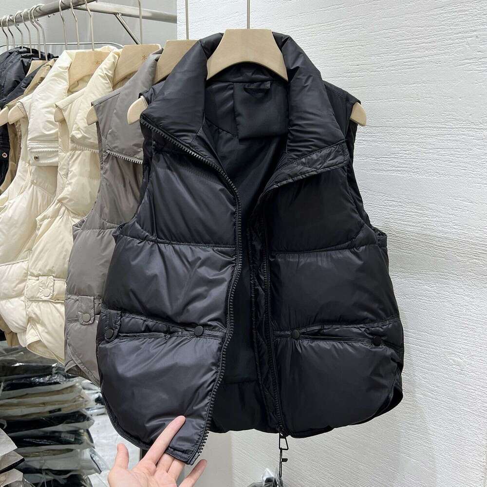 Spring And Autumn Stand Collar Petite Versatile Fashion Trendy Design Vest Cotton Jacket Coat Trend B5