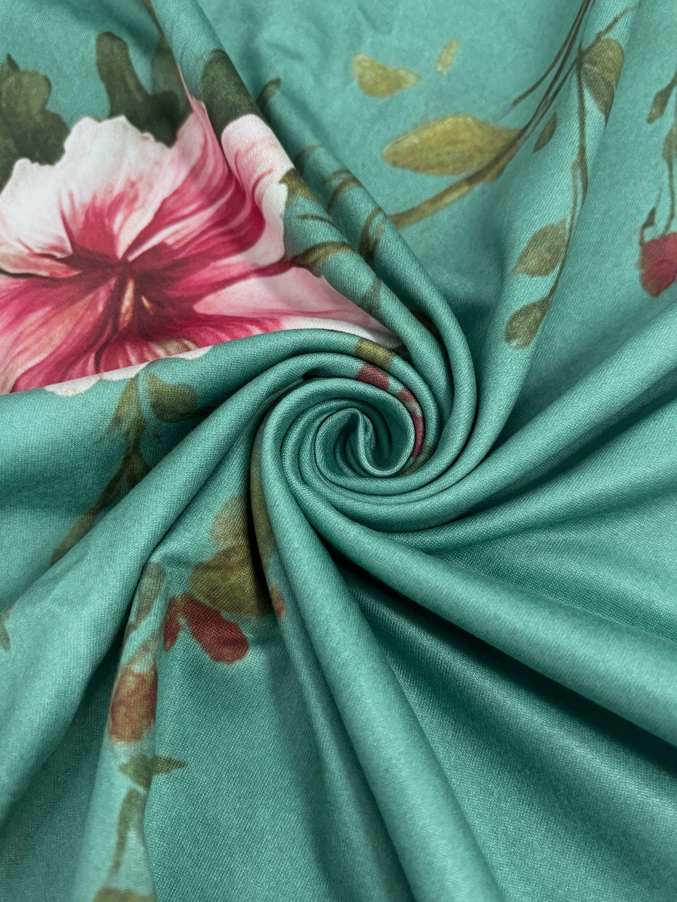 Women's New Fashion Vacation Floral Printed Midi Dress - Elegant V - Neck 3/4 Sleeve Green Dress-CF52915