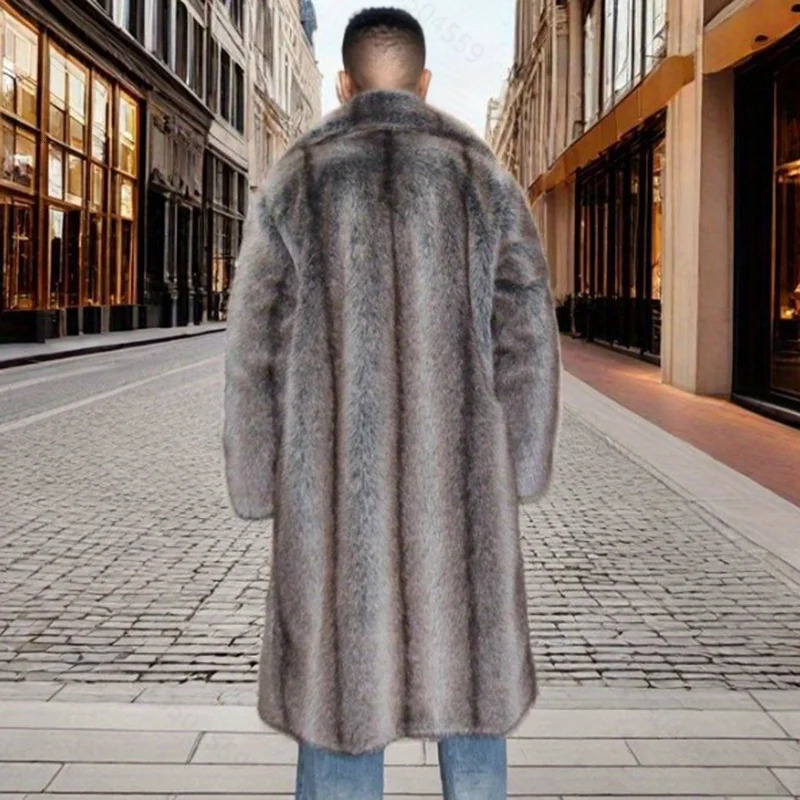 Mens mink coat suit collar long fur winter warm and windproof festival clothing 251011