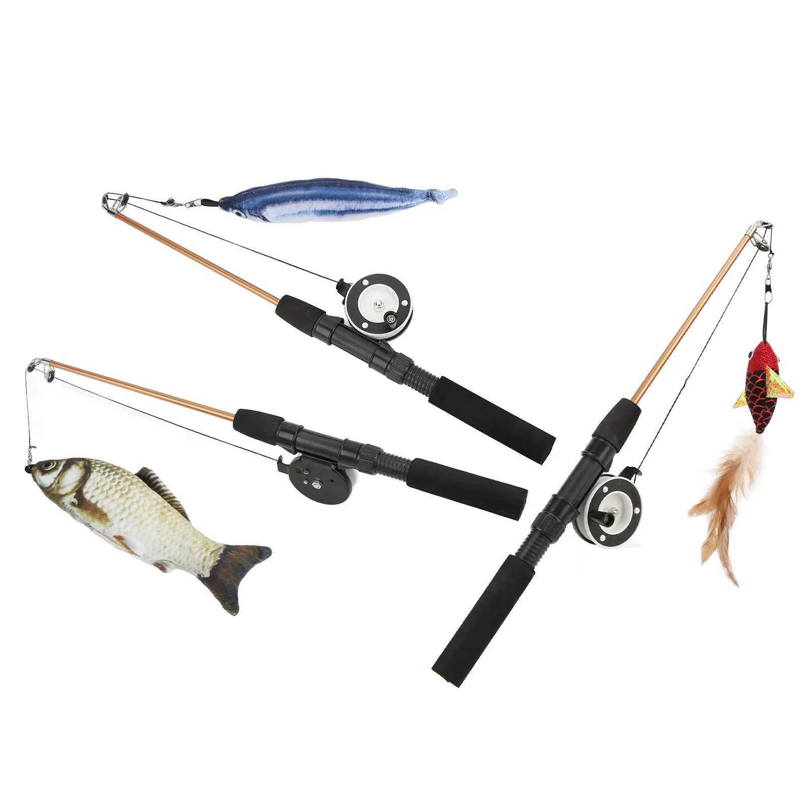 Cat Toys Fish Telescopic Cat Stick Funny Cat Stick Realistic Flexible Interactive Pulley Telescopic Fishing Rod Cat for Cats C251013