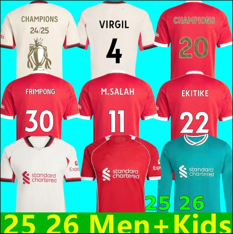 25 26 Liveropool LFC WIRTZ ISAK SALAH Football Jersey Ekitike MAC ALLISTER Kerkez SZOBOSZLAI Long Sleeve Soccer Jersey Plays Goalkeeper Football Shirt Kids Kits