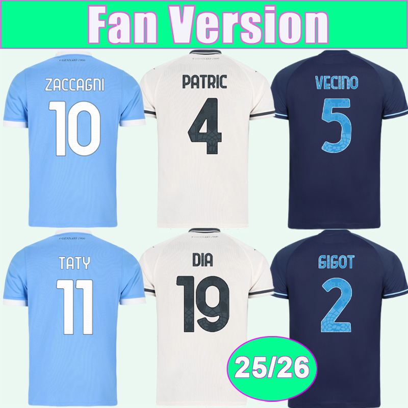 25 26 LAZio Mens Soccer Jerseys PELLEGRINI PEDRO IMMOBILE PATRIC VECINO KAMADA F. ANDERSON GUENDOUZI Home Away 3rd Football Shirts