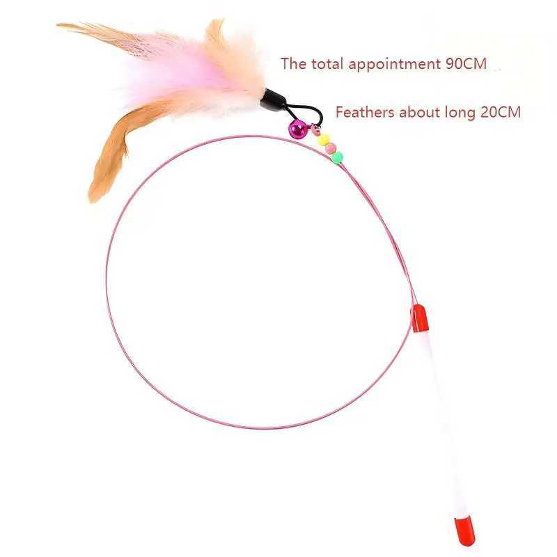 1PCS Metal Wire Funny Cat Stick Cat Toy Pet Toy with Feather Bell Funny Cat Rod Pet Supplies C251013