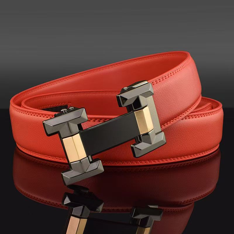 Real leather designer letter-style men's automatic buckle high-end brand fashionable casual high-quality belt Z250919