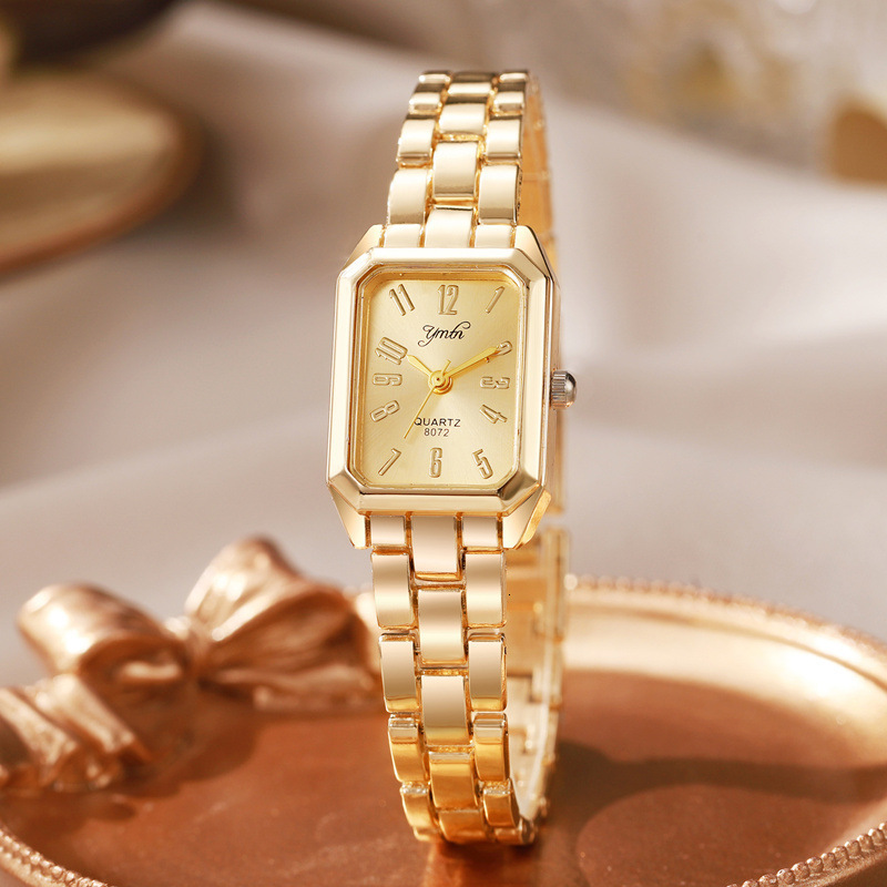 Top Gold Watches Women Elegant Small Square Dial Ladies Quartz Watch Simple Fashion Female Clock zegarek damski250904