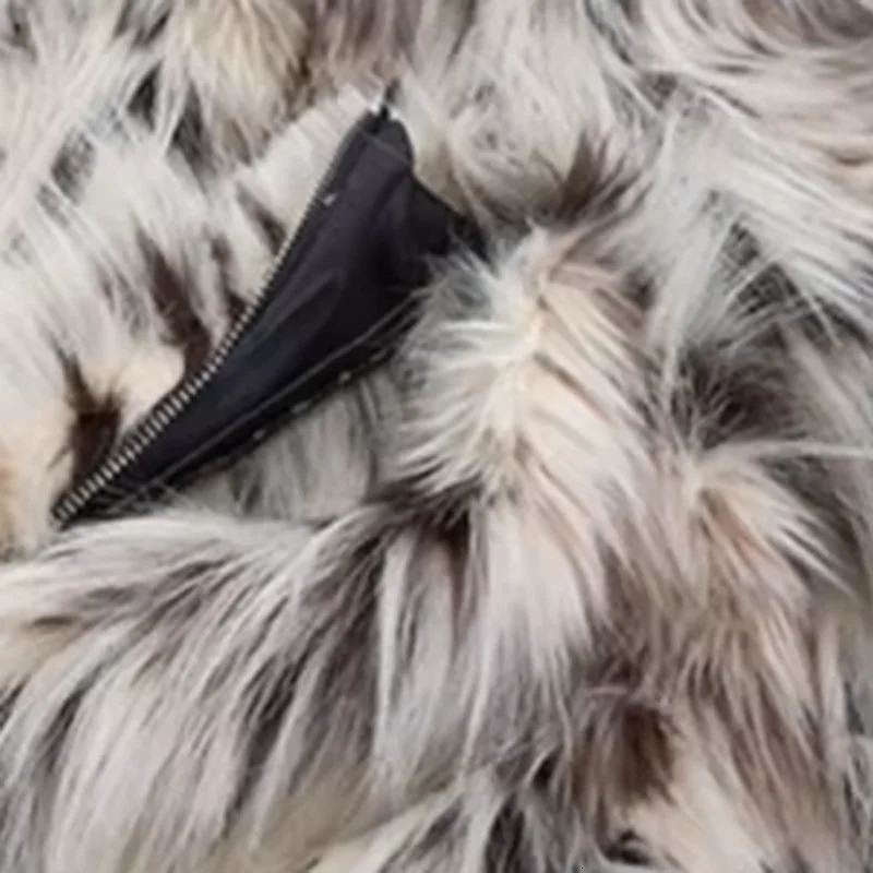 MWJQ Leopard Print Fur Clothing Male High Street Lapel Autumn Winter Short Loose Mens Fashion Coat 010073 251011