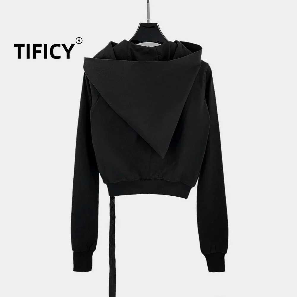 Dark RO Style 100 Cotton Spring Autumn Womens New read Splicing Slim Fit Zipper Stand Up Collar Cardigan Hoodies Sweatshirt W251013