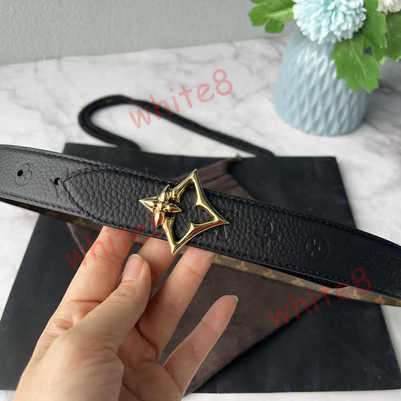10A Mirror Quality designer belts for women 30cm Classic Flower Star Buckle Letter reversible Belt Layer Genuine Leather Women Belt