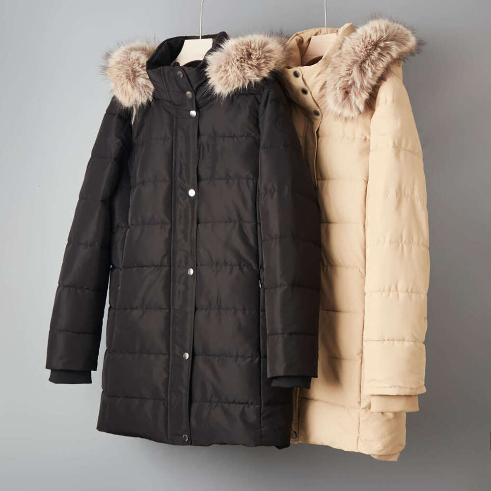 New Thick Windproof Warm Detachable Fur Collar Clip Mid-Length Cotton Jacket B5