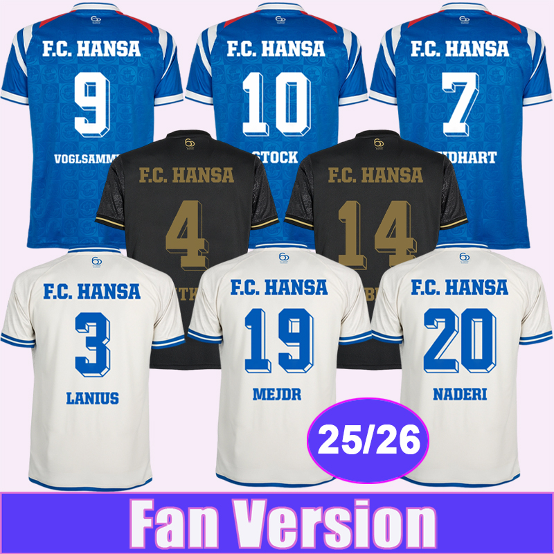 25 26 Hansa Rostock Mens Soccer Jerseys LANIUS SCHUSTER DIRKNER NEIDHART HARENBROCK BERISHA Home Away 3rd Football Shirts Uniforms