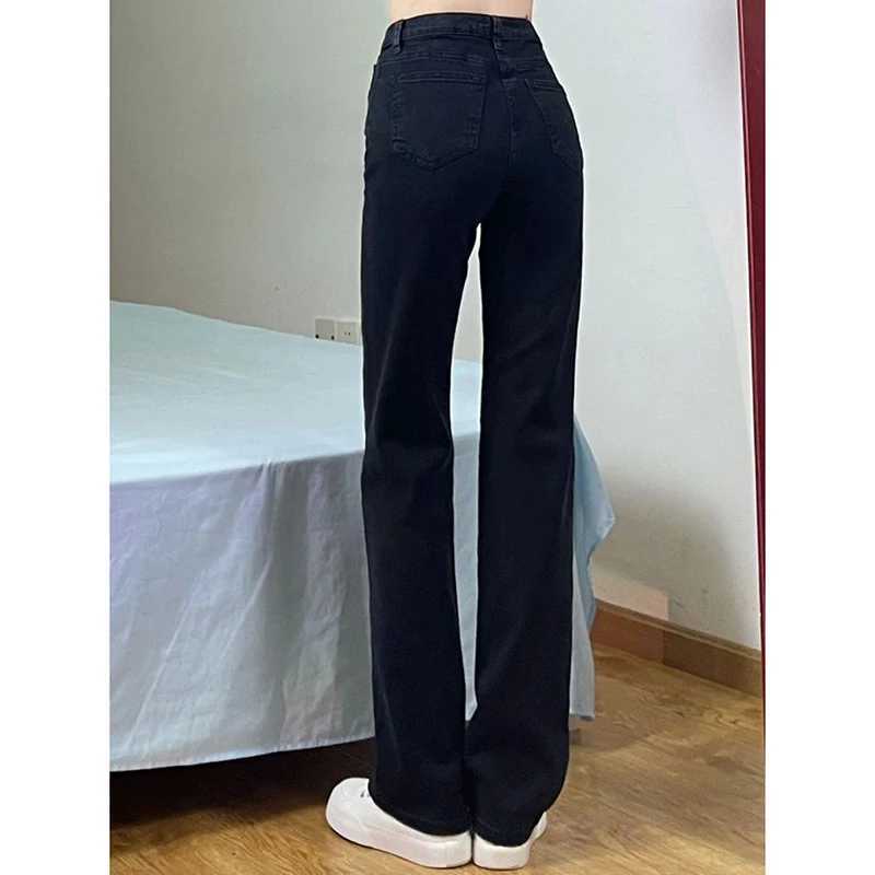Women Straight Leg Elastic Jeans Pants Lady Comfortable High Waisted Denim Pants Girls Classic Designer Jeans TrousersT251013
