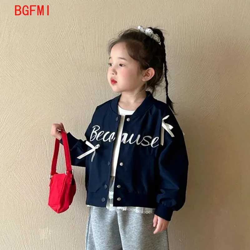 Girls Spring Autumn Coat 2025 Fashion New Long Sleeve Bow Baseball Jersey Infant Jacket Top 110Y Kids Letter Baseball Uniform C251013