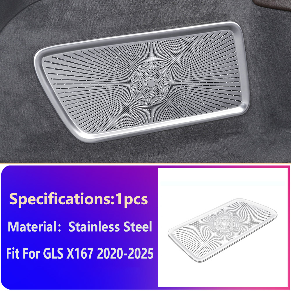 Car Stainless Steel Trunk Air Outlet Frame Trim Trunk Vent Net Decoration for Mercedes Benz GLS X167 GLS450 GLS580 GLS63 AMG 2020-2025 Interior Access