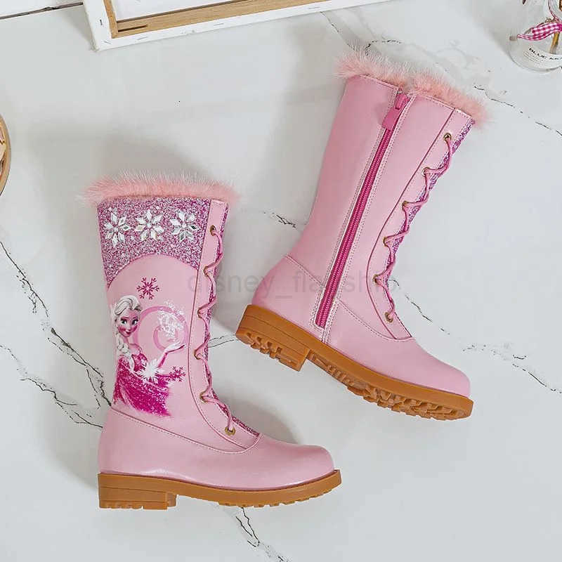 Disney Girls Princess Elsa Frozen Boots Childrens Long Sleeve Boots Womens Cotton Winter Plush Thickened High Sleeve BootsXJ251013 - view 5