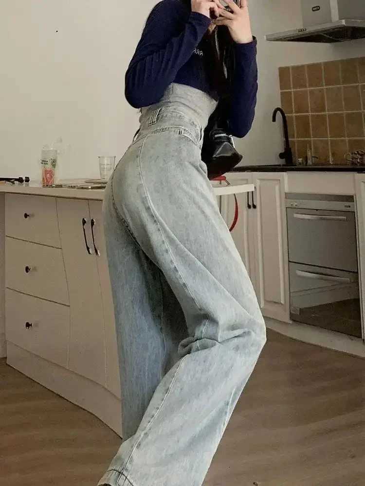 Straight Leg Women Jeans Y2K Style Slim Fit Casual Trousers High Waist Loose Baggy Pants Retro Vintage Streetwear FashionT251013