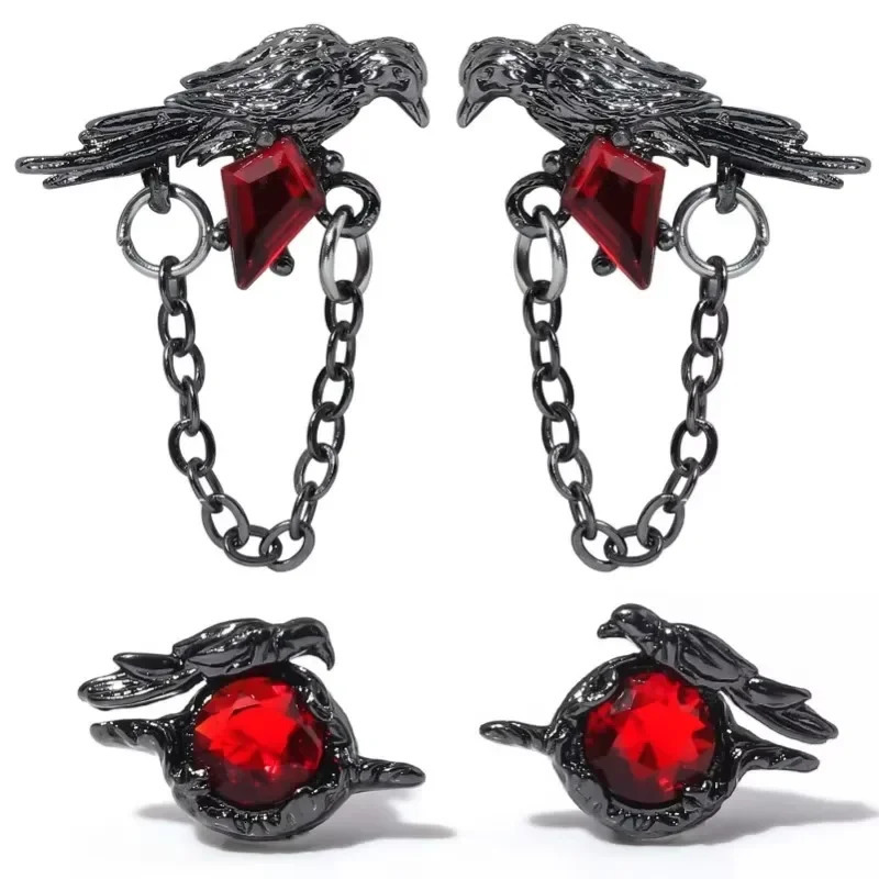 Anime Game Love and Deep Space Black Crow Earrings Red Gemstone Crow Earring Gift for Friend Party Accessories Cosplay Props 251013