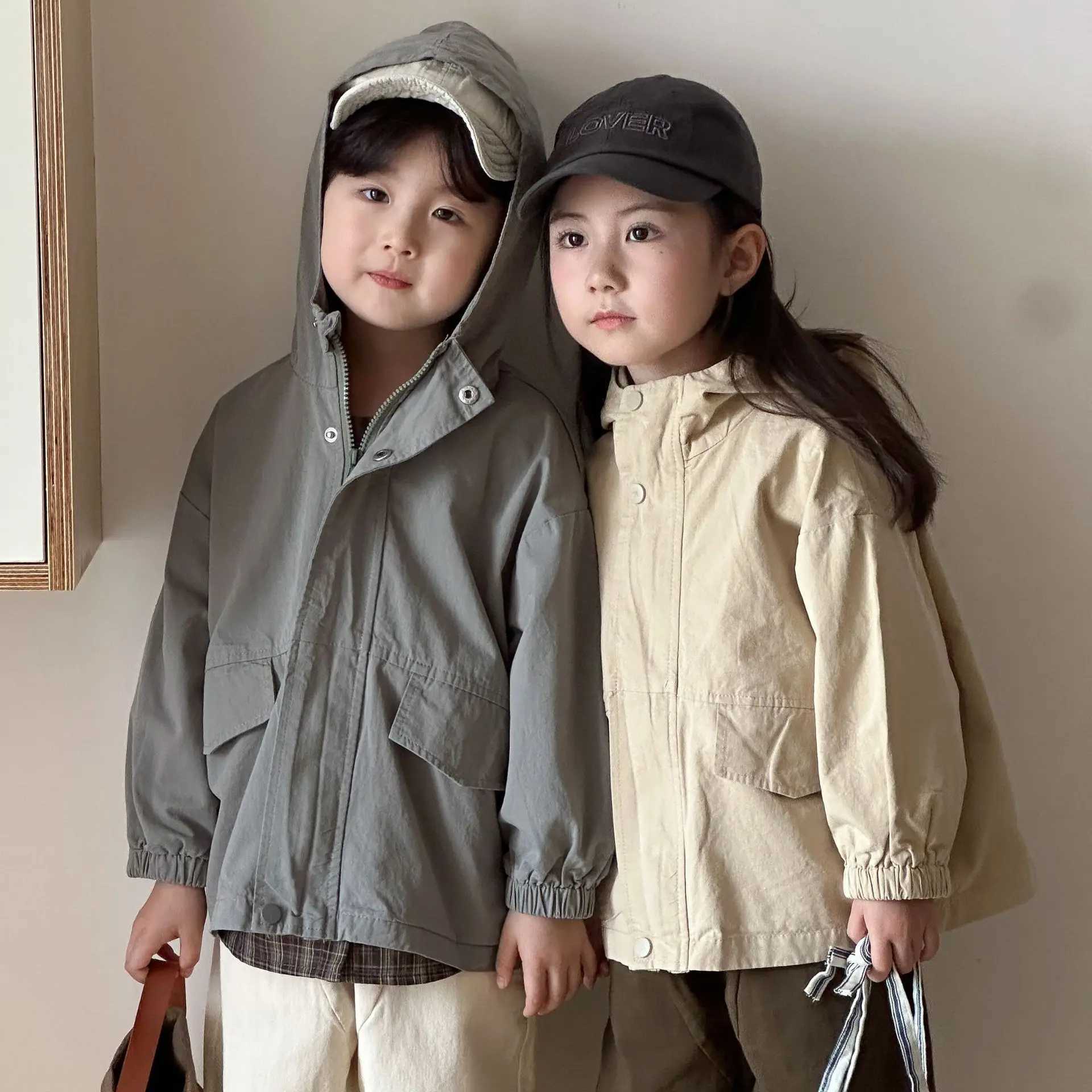2025 Autumn Toddler Boys Coats Solid Color Loose Baby Boys Hooded Jacket Zipper Long Sleeves Outdoor Kids Baby Boys Outerwear C251013