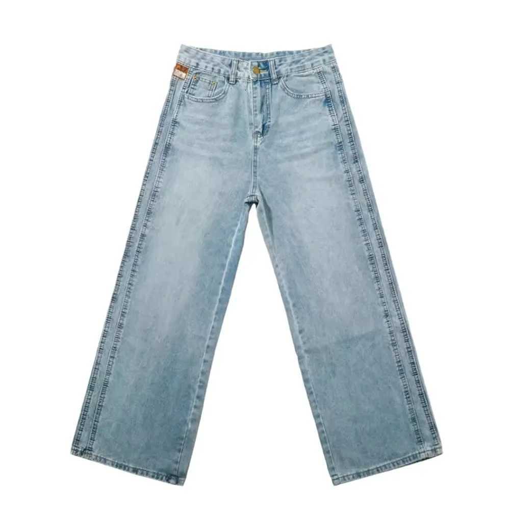 Light Blue Slim Wide Leg Denim Jeans Women Summer Thin Small Size High Waist Loose Floor Length Straight Cut TrousersT251013
