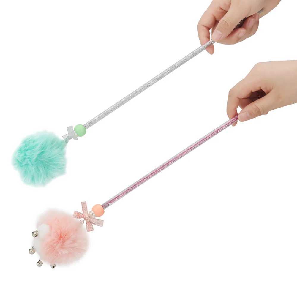 Short Cute Plush Ball Cat Teaser Paw Stick Wand Kitten Toy Pet Supplies C251013