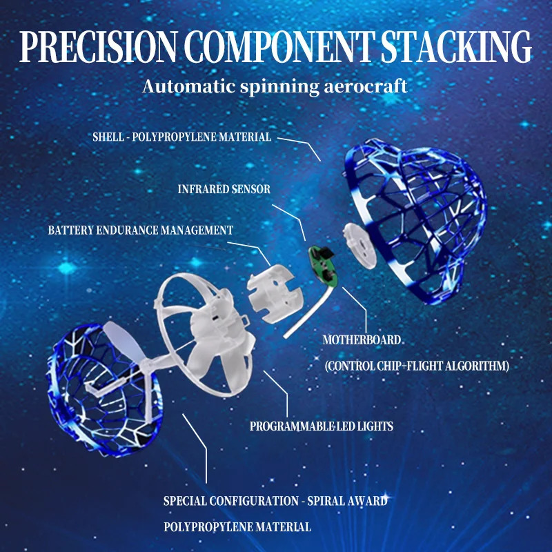 UFO Intelligent Sensing Flying Ball Hovering Saucer Floating Ball Black Technology Fingertip Gyroscope Childrens Toy 251008