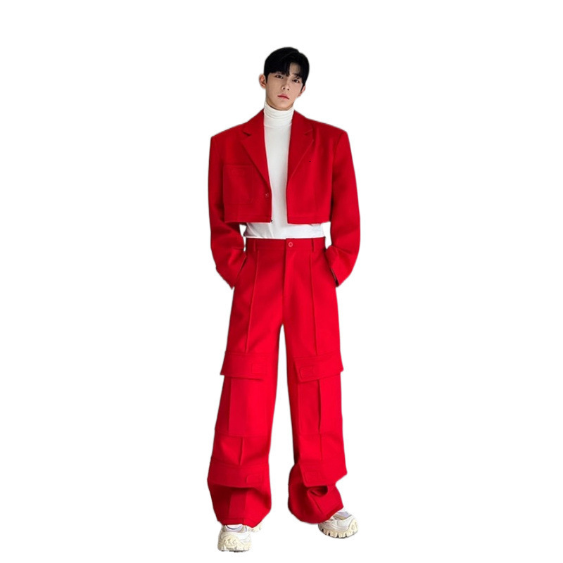 Autumn Winter Design Korean Version Workwear Large Pocket Detachable Heavyduty Wool Suit W0673 5295 241226