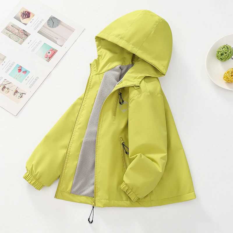 Boys Plush Warm Jacket Girls Windproof Waterproof Hooded Cargo Coat for Kids 414 Years Spring Autumn Outdoor Sports Outerwear C251013