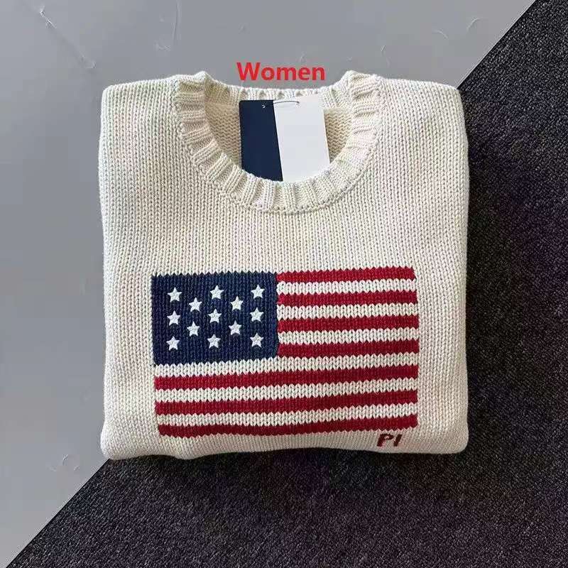 New Womens Sweaters Crewneck Ladies Knitted Sweater American Flag Winter HighEnd Comfortable Cotton Pullover Knitwear Jumper Sweatshirt S251125