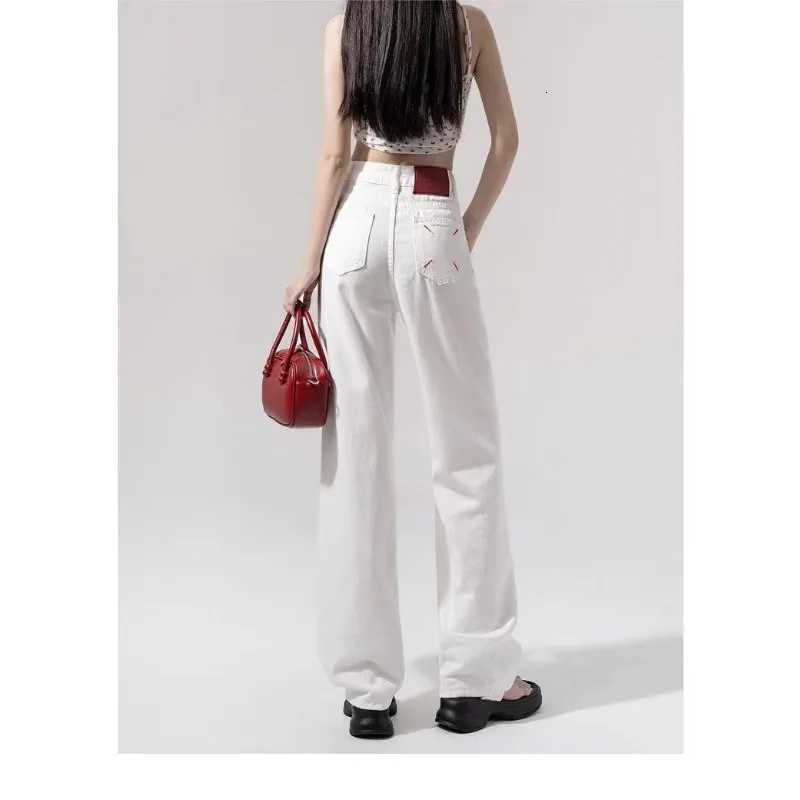 Y2K Women Jeans Straight Leg Casual Comfort Trousers Slim Fit High Waist Loose Trousers Fashion Autumn New Design White PantsT251013