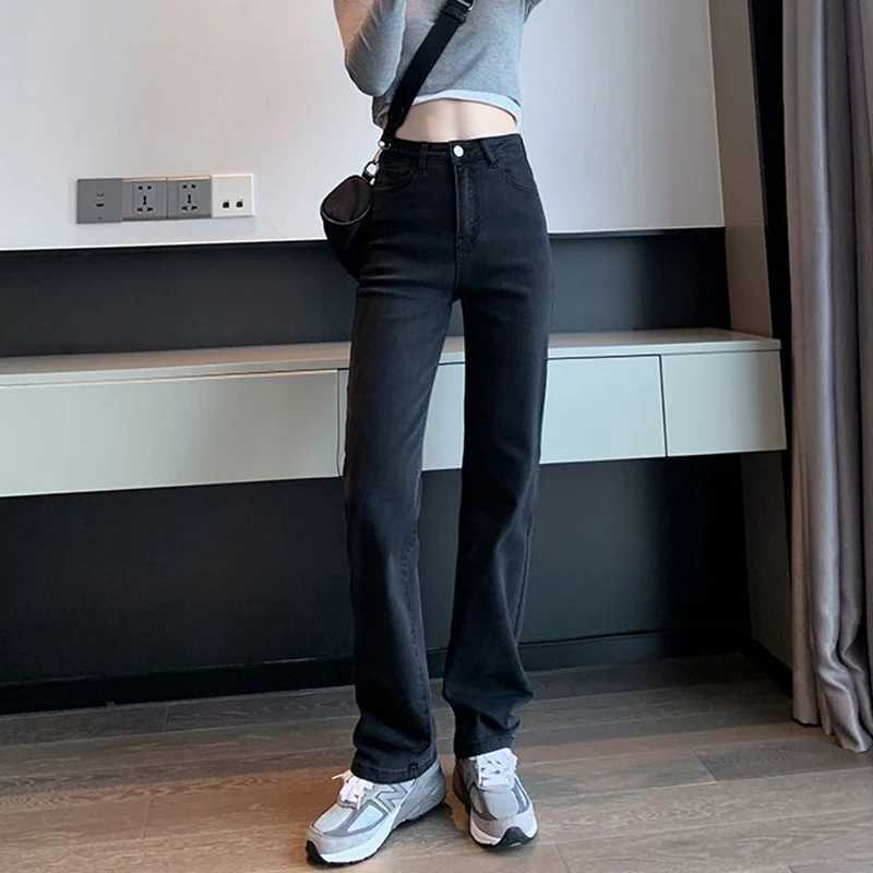 Women Straight Leg Elastic Jeans Pants Lady Comfortable High Waisted Denim Pants Girls Classic Designer Jeans TrousersT251013