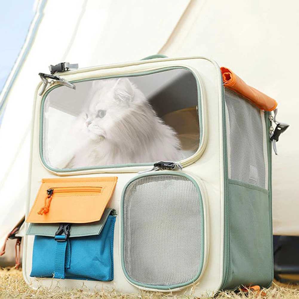 Dog Cat Travel Carrier Bag Large Capacity Ventilated Mesh Pet Backpack Transparent Window Pet Backpack for Car Camping C251013