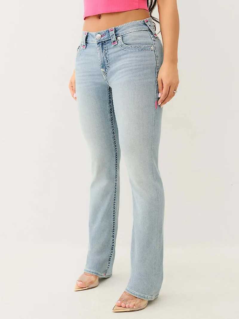 Hiphop Loose Pocket Buddha Flare Jeans Women Embroidery Washed Denim Jeans for Women Spliced Street High Waisted Slim Fit PantsT251013