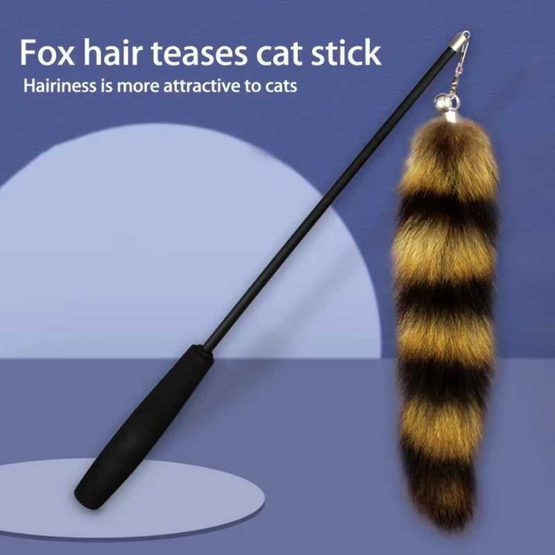 Pet Fun Teasing Cat Stick Cat Stick Fox Fur Toy Chasing Playing Gift Good Toughness Feather Stick Cat Toy C251013