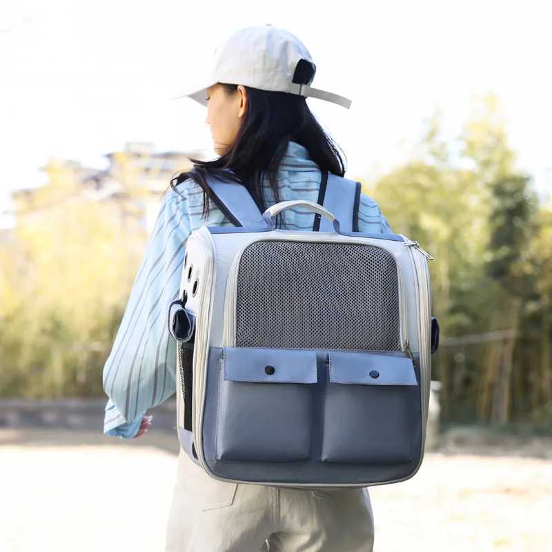 Ventilation Large Capacity Cat Carrier Backpack Adjustable Strap Pet Carrying Bag Foldable Cat Backpack for Outdoor Travel Pet C251013