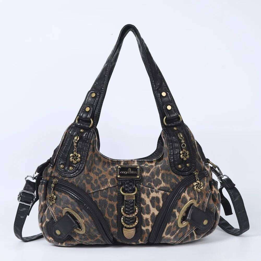 Designer handbag Angel Kiss Women Handbags Brown Leopard TopHandle Handbag Fashion Satchel Dumpling Shoulder Bag Tote Hobos