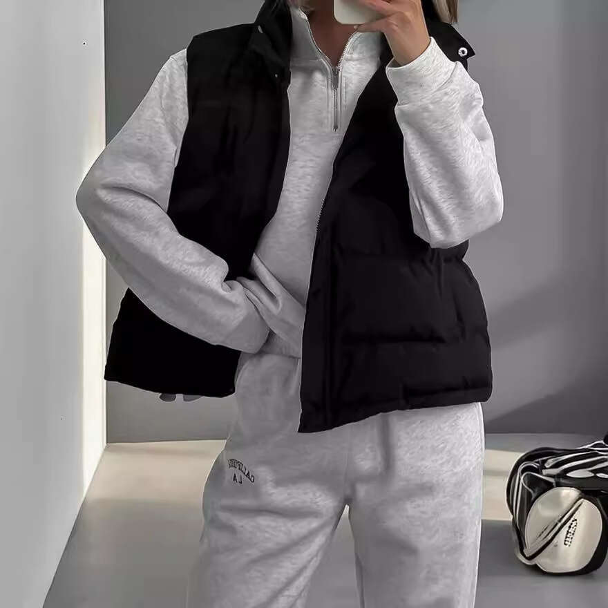 Autumn Winter New Fashion Trend Hot Girl Street Style Thickened Warm Vest Sleeveless Cotton Jacket B5