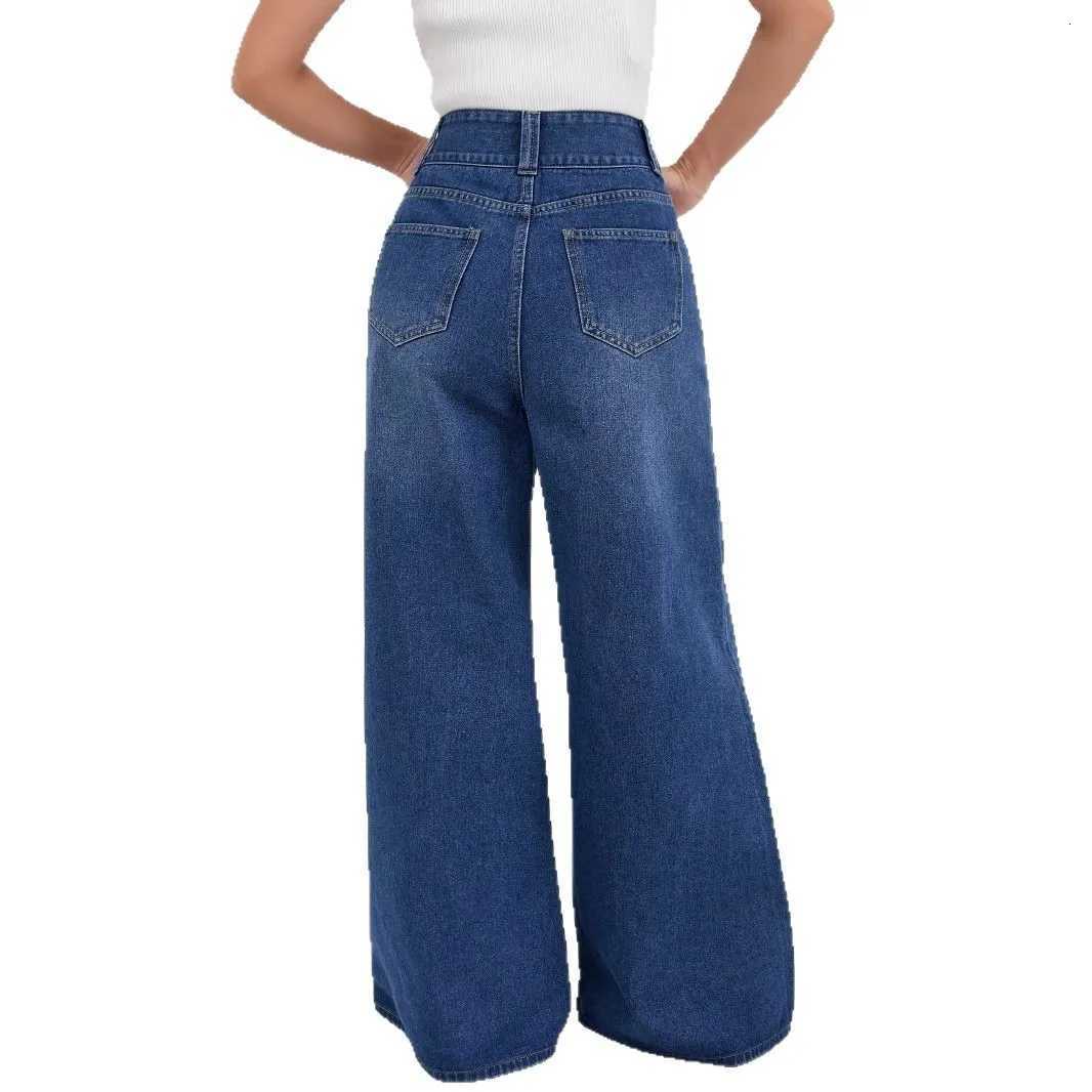 Koreanstyle Loose Wideleg Jeans New Four Seasons Fashionable and Versatile Highwaisted Casual Floorlength Jeans for WomenT251013
