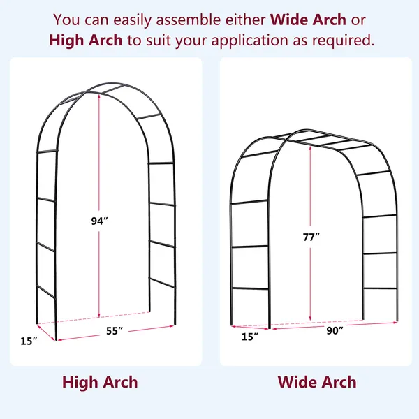 78"H x 45"W Metal Garden Arch Trelli Wedding Arch Adjustable Arbor Trellis for Garden Climbing Plants Support or Wedding Decor