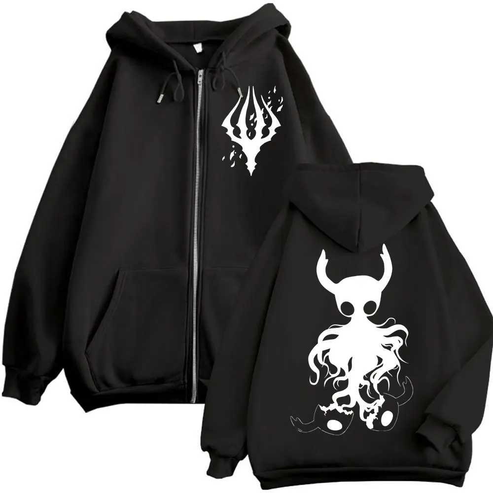 Limited Hollow Knight Game Graphic Zipper Hoodies Gothic Vintage Zip Up Hooded Sweatshirts Men Women Fashion Casual Pullovers J251013