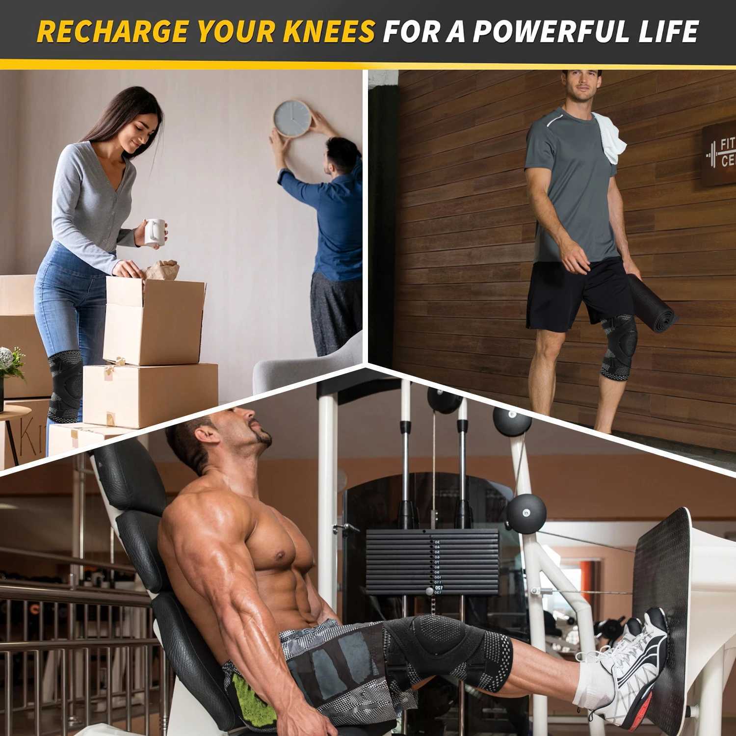 Knee Brace Support with Straps Side Stabilizers Patella Gel Pad Compression Sleeve for Knee Pain Meniscus Tear Running Working C251013