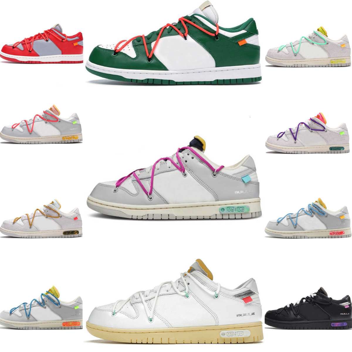 Designer The Lot 01- 50 Fashion Casual Shoes Trainers Mens Women 09 32 Luxury White Black Red Pandas Grey Green Traisners Varsity Pure Platinum Grey Blue Mesh Sneakers