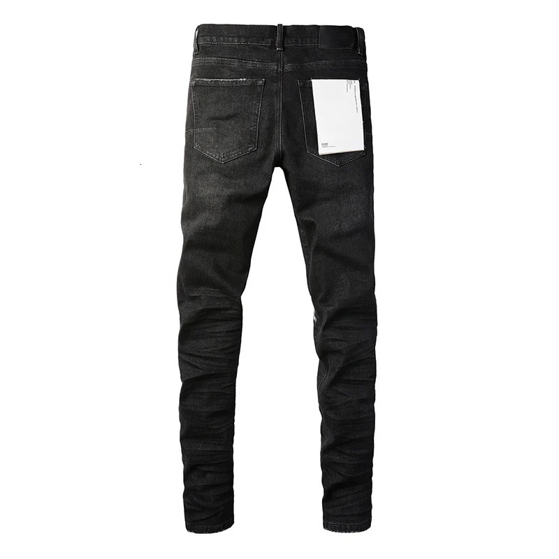 American Boys Students School High Street Scratched Moustache Black Damaged Holes Slight Stretch Skinny Button Fly Ripped Jeans 251009
