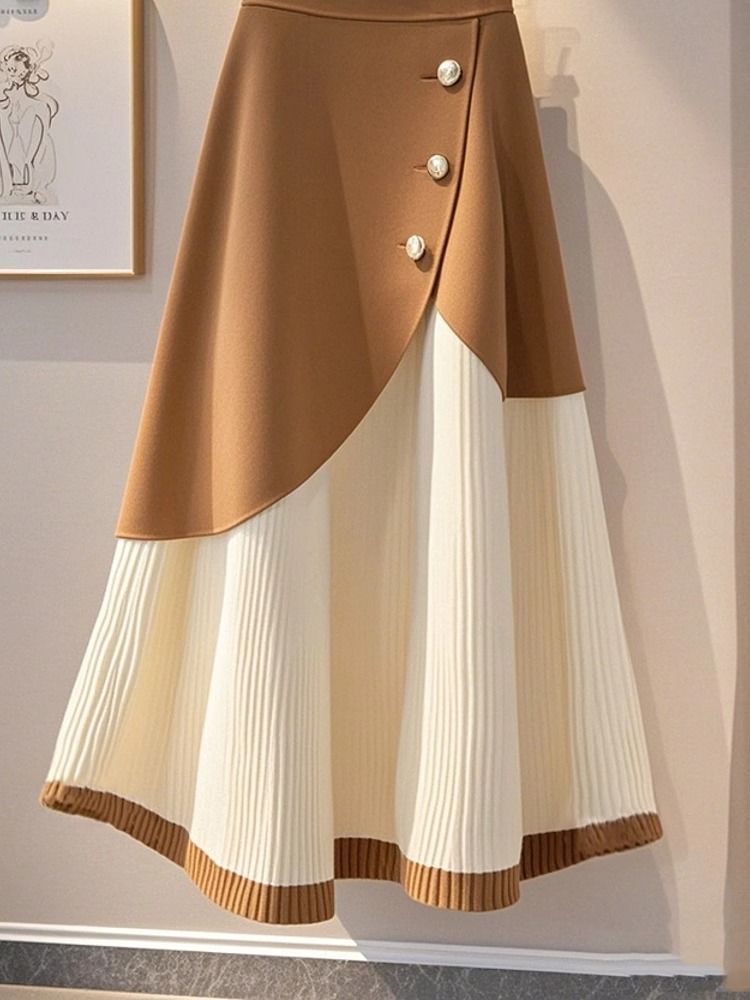 Skirts Elegant High Waist Sliming A-line Skirt For Women Autumn/Winter Vintage Korean Fashion Spring Y2k Clothing